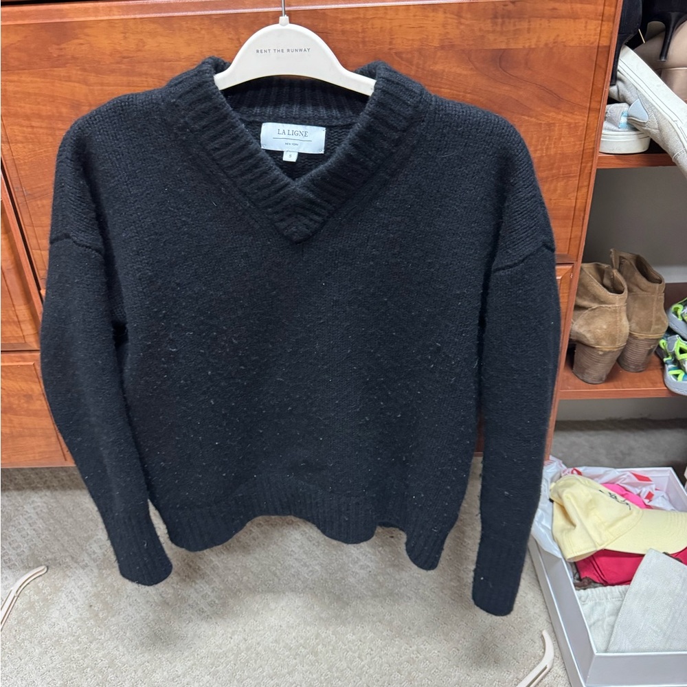 La Ligne Black Marin V neck Sweater